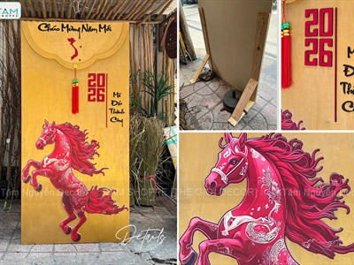 [ORDER 3-5 NGÀY] Mô hình Bao lì xì cỡ lớn Vàng Gold Tết Bính Ngọ [Bằng gỗ - Đế tự đứng] C2x1m BAOLIXI-05